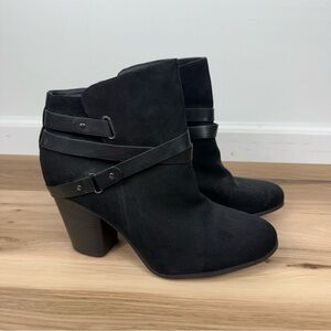 torrid Black Suede-Look Ankle Booties with Wrap Strap